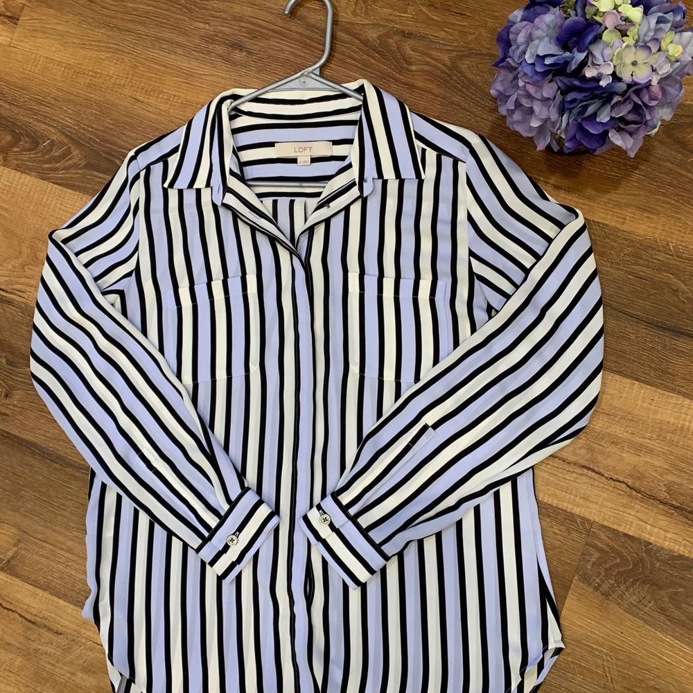 LOFT Long Sleeve Stripe Shirt XS
